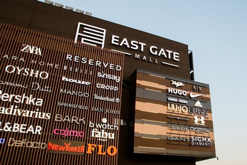 East Gate Mall facade close-up